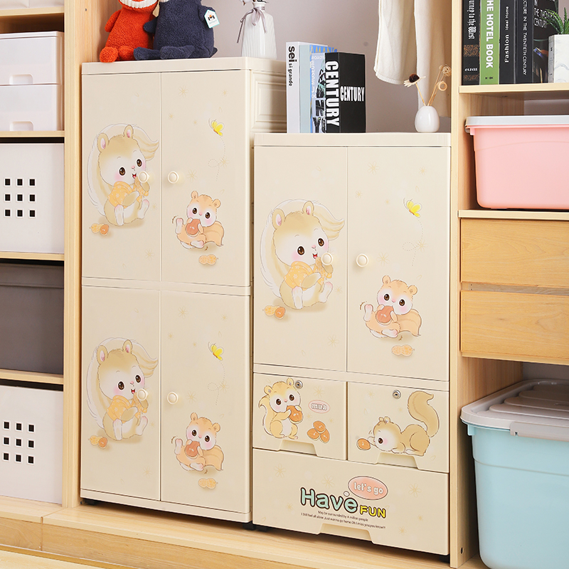 5c儿童衣柜收纳柜婴儿储物柜塑料开门整理柜子简易衣橱