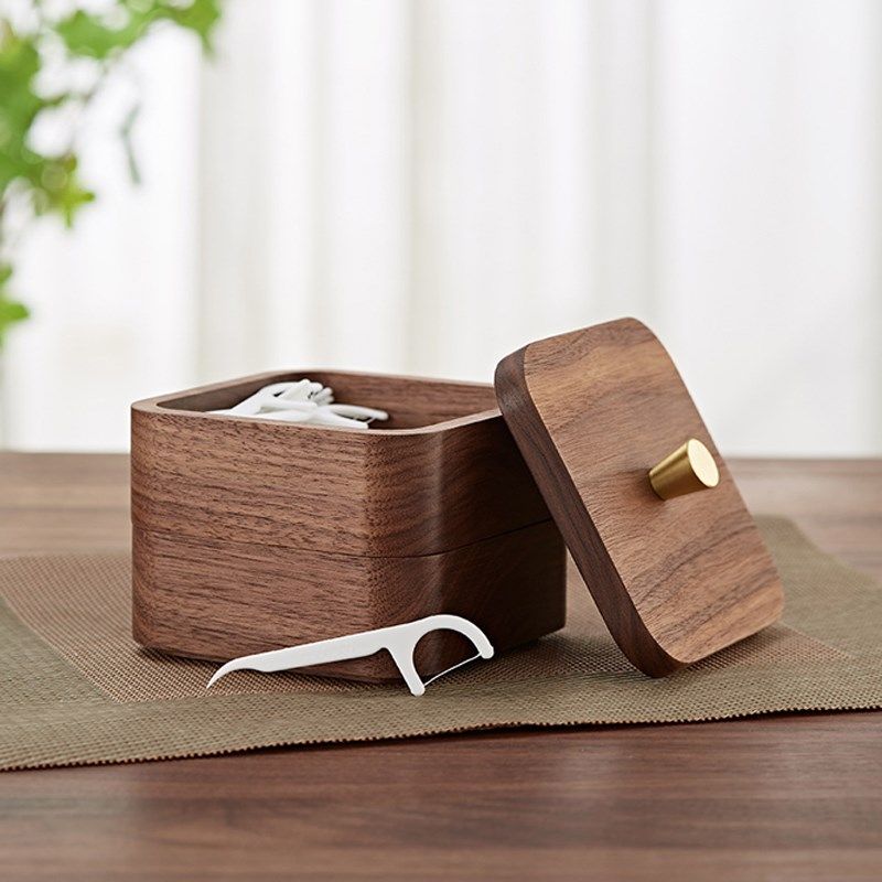轻奢实木牙线盒收纳高档棉签盒牙签盒家用个性创意新款牙签筒,收纳整理,牙签盒,淘宝优惠券,粉丝福利购,淘宝优惠卷