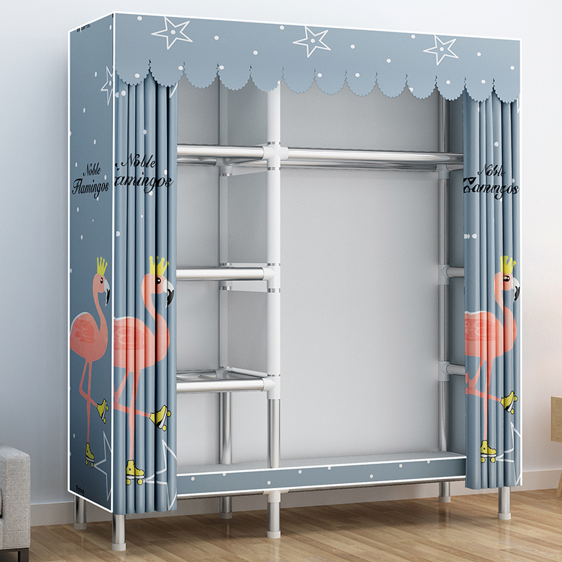 简易衣柜出租房用布衣柜家用卧室柜子简约现挂衣橱钢管结实耐用