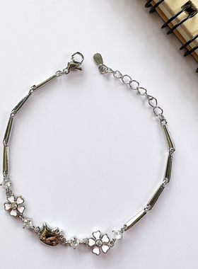 银手链s925银女士2025新款流行HelloKitty樱花小众超好看银手链女