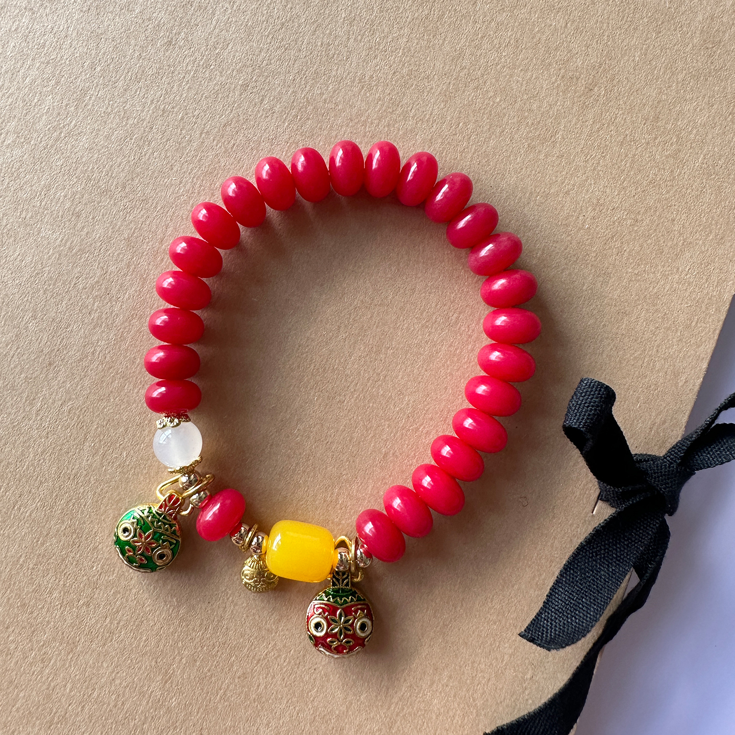 女士纯天然菩提手串红色菩提根手链佛珠念珠单圈手持手饰文玩手串