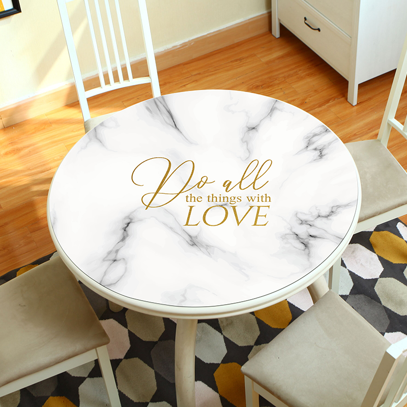 仿大理石纹圆桌桌布风格防水防烫防油免洗软p玻璃餐桌垫