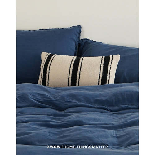 造卧zwow中古风黑条纹半边绒腰枕抱枕客厅卧室午休枕头