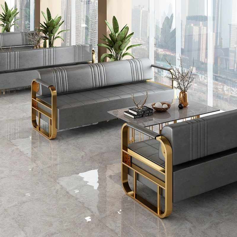 理发店沙发等候椅网红三人简约美发店休息区发廊长条小沙发