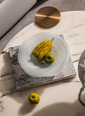 陶瓷杨桃梨子仿真水果摆件玻璃果盘样板房餐桌轻奢花瓶花艺