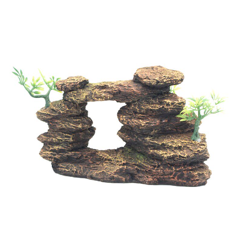 水缸造景观赏景观装饰品假山躲避屋绿植生态金缸鱼盆造景鱼草石头