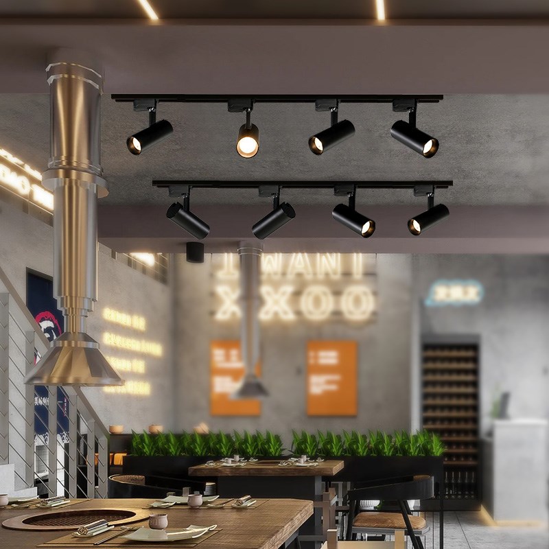 灯火锅饭店铺商用餐饮超亮明装B天花背景墙导轨式灯