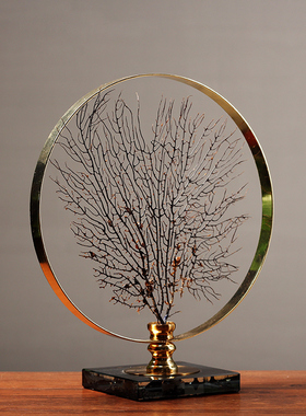 新古典海树珊瑚摆件简约现家居电视柜装饰艺术品金属摆设