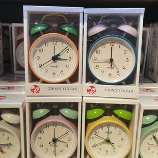 钟意轩金属简约闹钟学生用起床神器轻奢打铃声钟书桌时尚摆件3寸