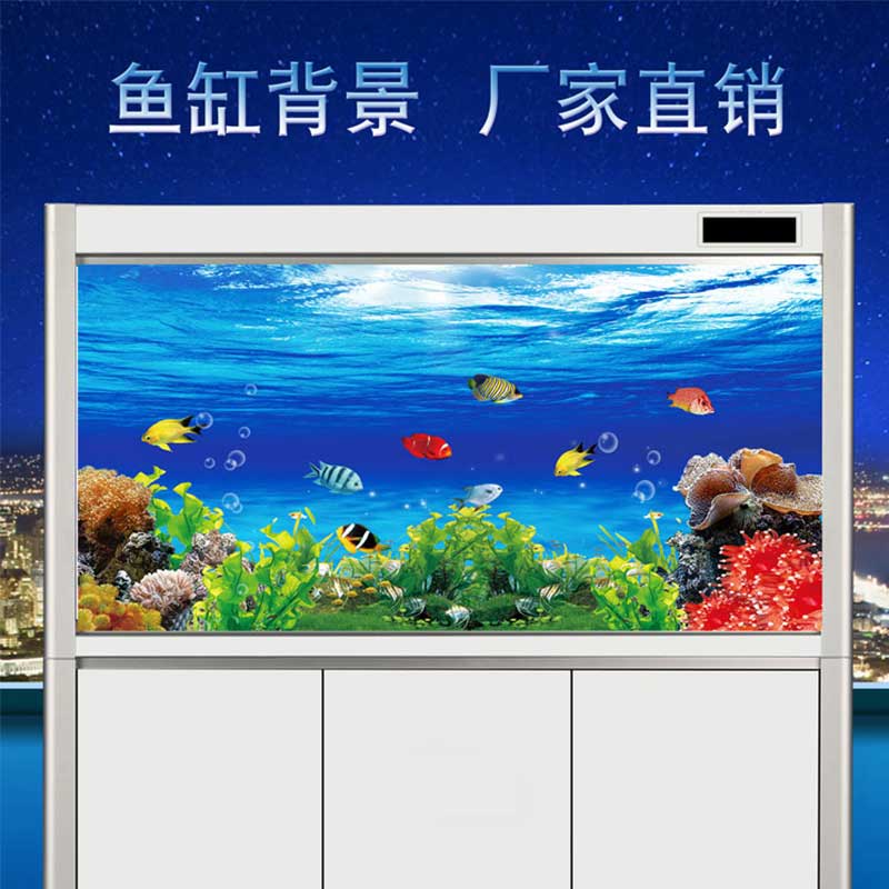 鱼缸背景贴纸定制海洋世界海底高清画水族箱壁纸防水免胶自粘外贴