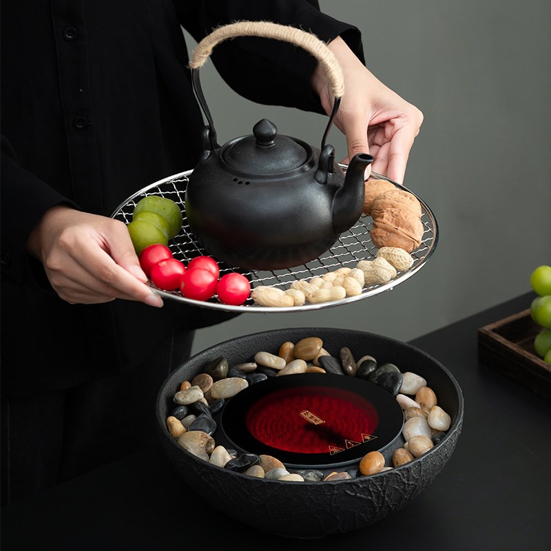 围炉煮茶家用室内黑茶普洱煮茶炉烤茶玻璃茶壶泡茶壶电陶炉煮茶器