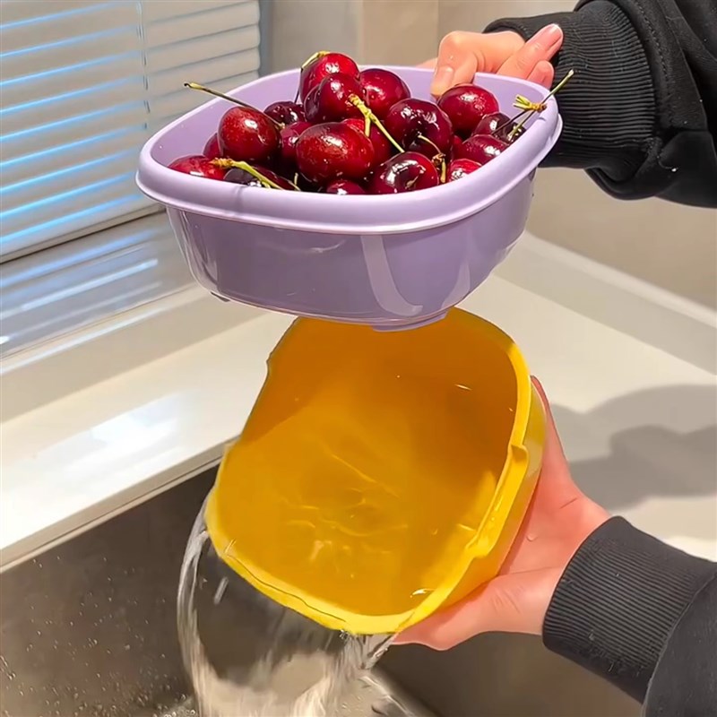 双层水果盘客厅茶几家用沥水篮糖果盒果盘零食摆放盘高端精致