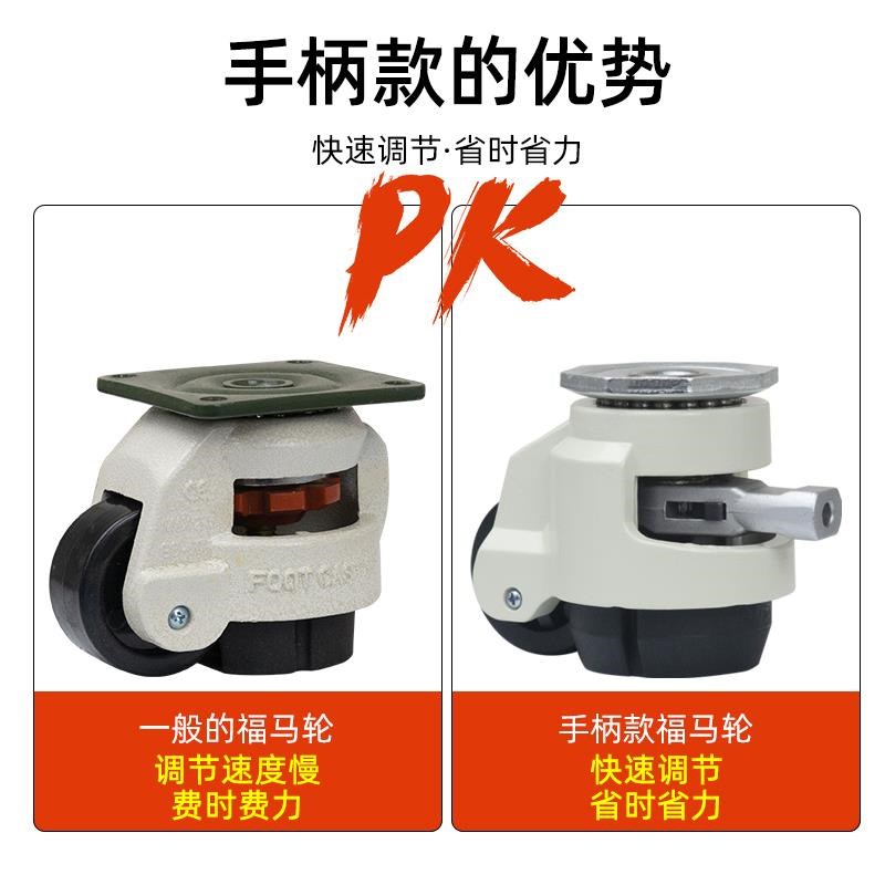 福马轮60F80F快速调节款手柄款100F支撑脚轮S重型水平调节轮
