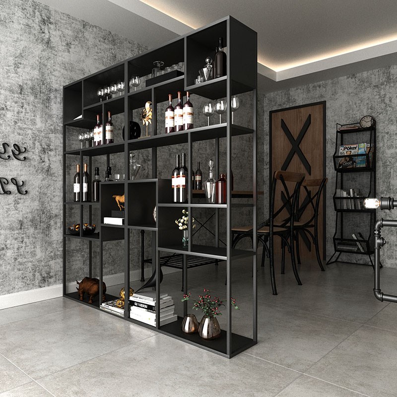 美式工业风铁艺酒架葡萄酒柜落地式隔断置物架多层酒吧展示货架