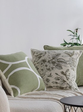 夏季抱枕沙发客厅枕套高级感绿色系奶油风靠枕靠背飘窗抱枕45x45