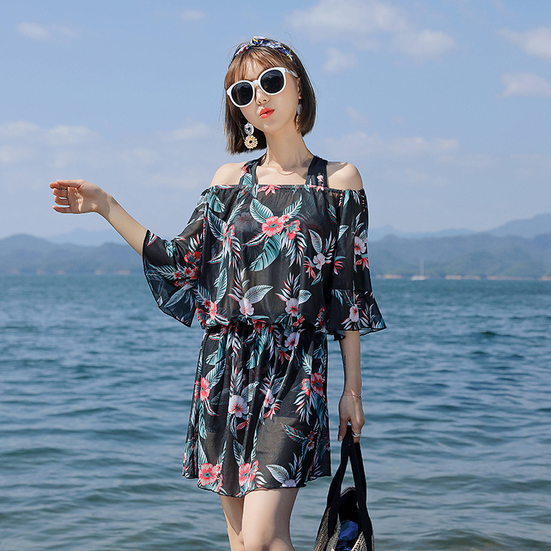 分体泳衣女三件套仙女范游泳衣保守遮肚显瘦修身温泉女士泳装