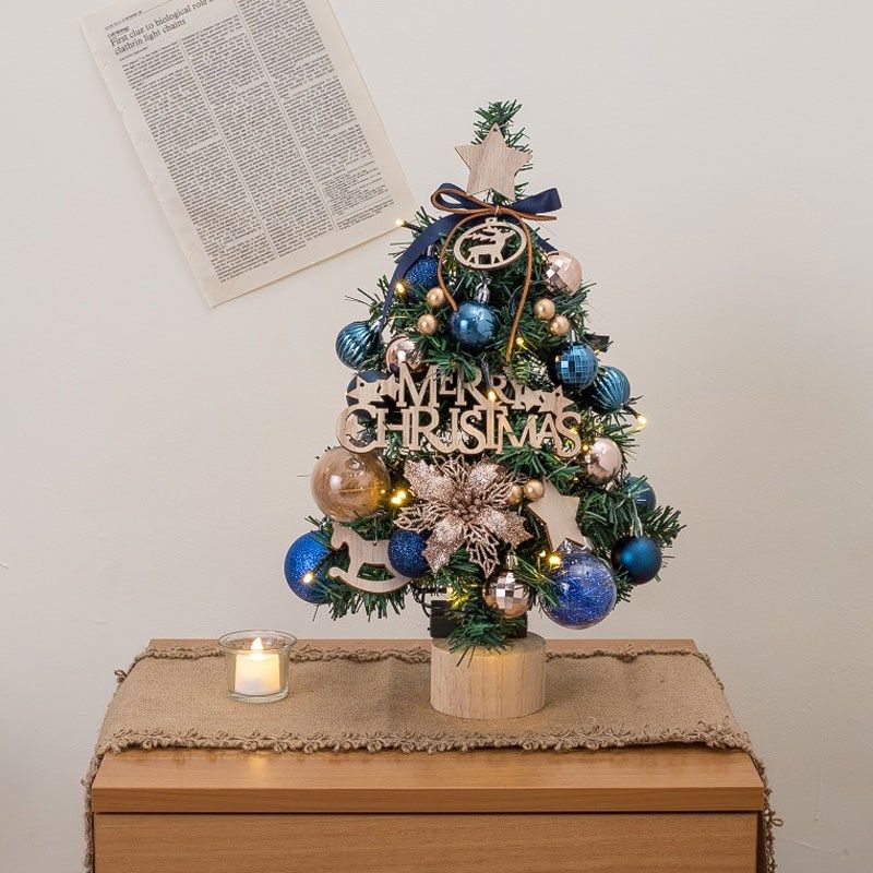 圣诞树2024新款家用小型桌面迷你摆件场景布置套餐加密高级感带灯
