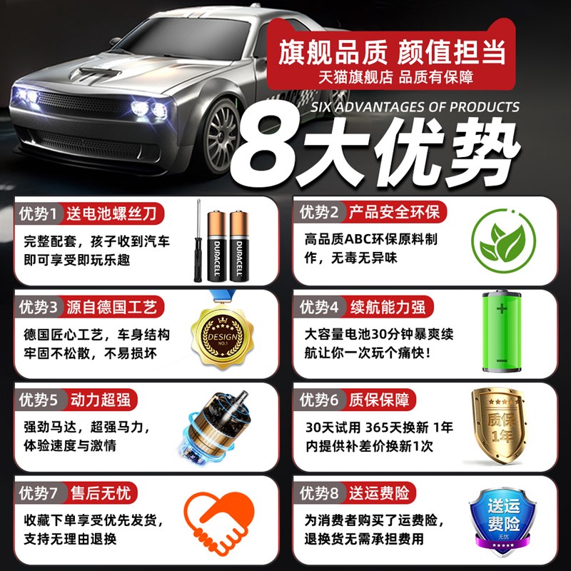 rc四驱漂移遥控车儿童GTR高速赛车玩具男孩汽车模型生日礼物
