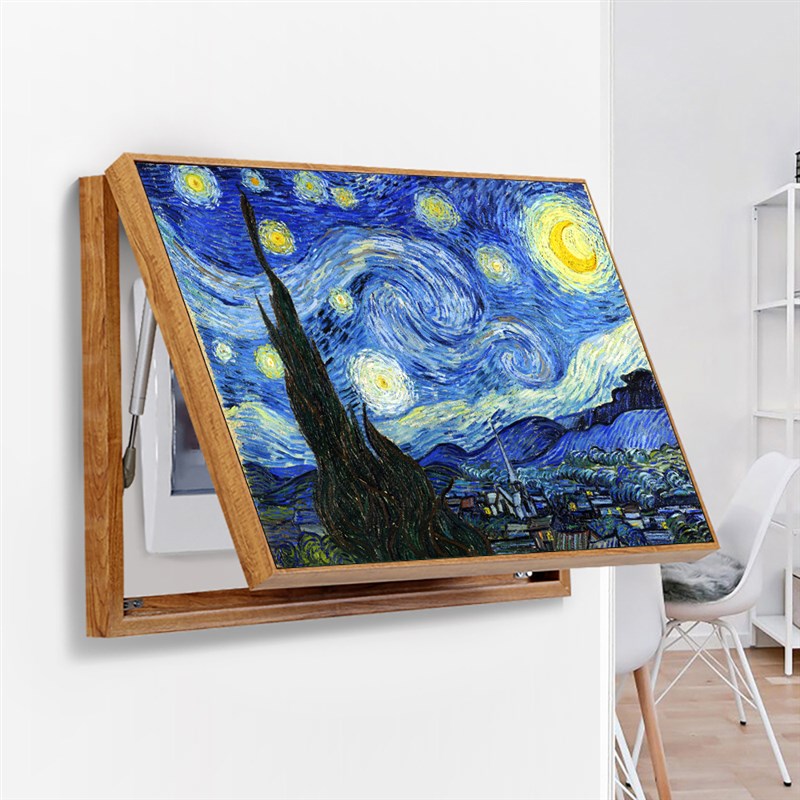 电表箱装饰画免打孔电表箱遮挡箱电源箱挂画梵高油画-丰收 星空图片