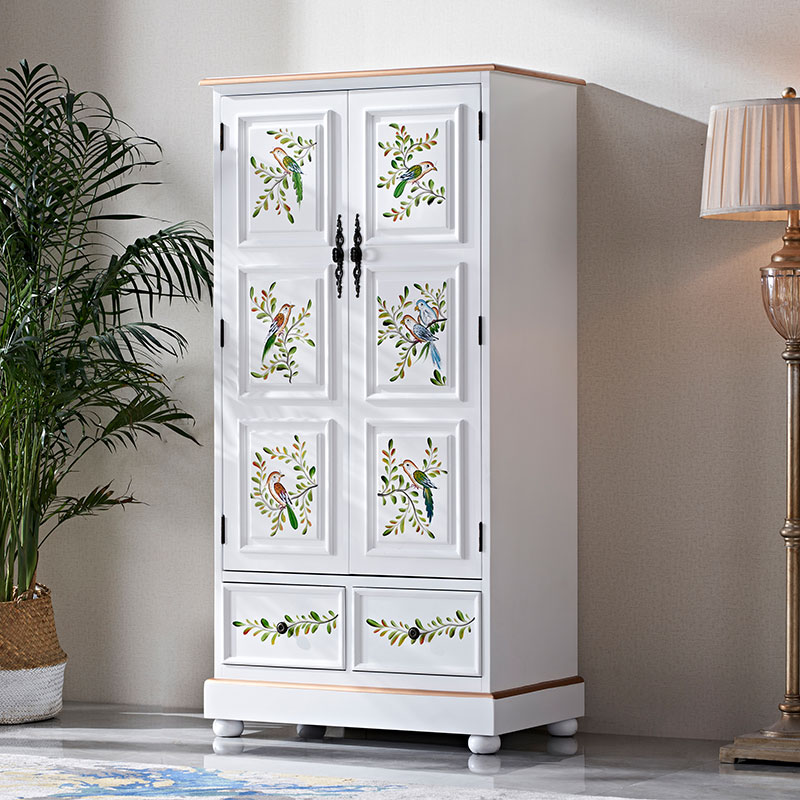 80厘米美式家用卧室小衣柜双门储物柜抽屉儿童收纳柜阳台进门玄关