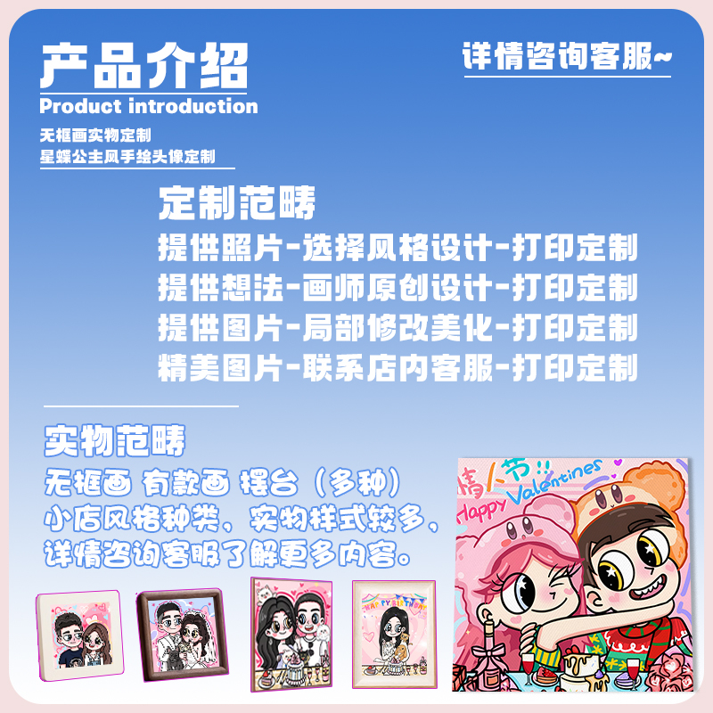 星蝶公主手绘装饰画新婚礼物情侣数字油画像生日礼物定制人像卡通图片