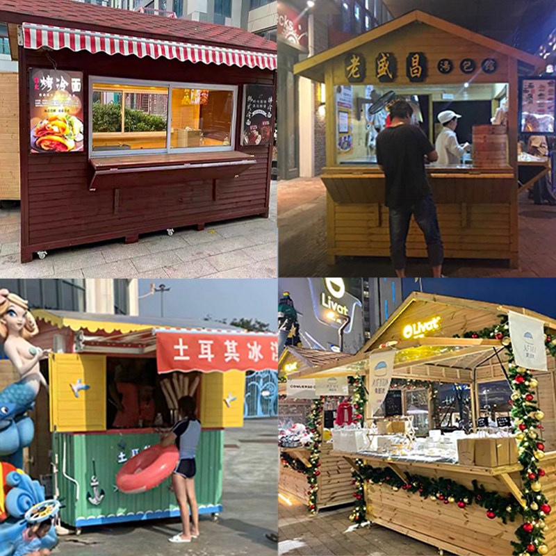 移动售货亭岗亭定制防腐木小木屋户外别墅民宿售票组装设备小房子
