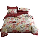 高端田园印花四件套婚庆100s长绒棉全棉被套双面设计床上用品