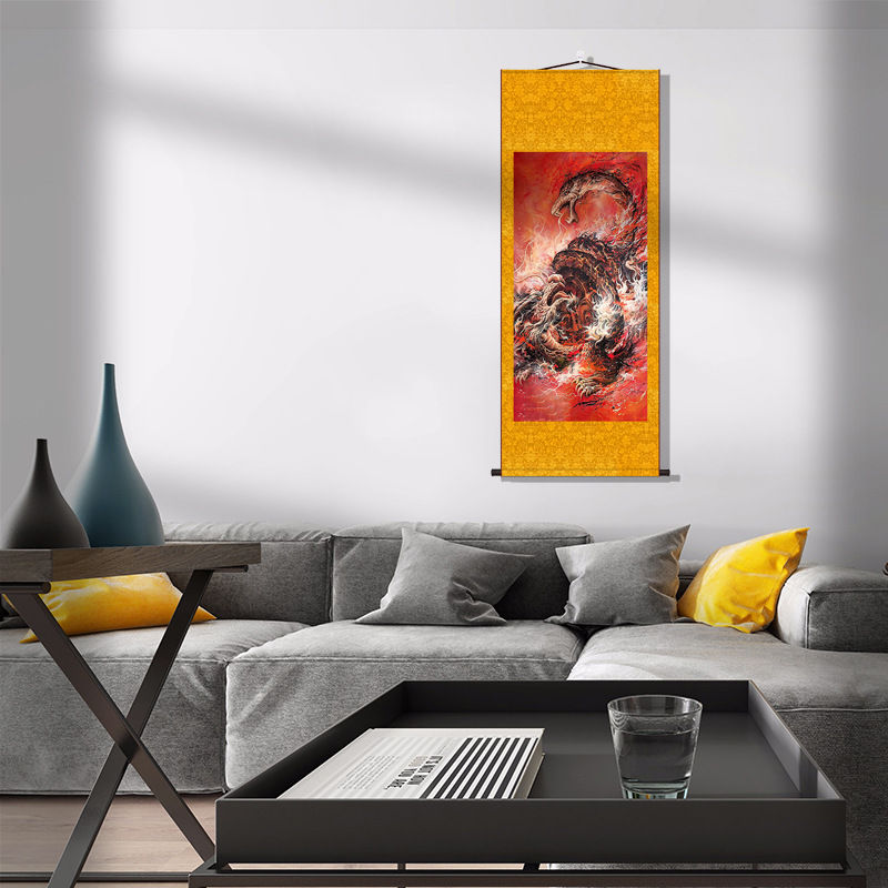 四大神兽青龙白虎朱雀玄武画像书房玄关挂画客厅装饰画走廊丝绸画图片