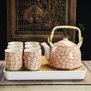 陶瓷功夫茶具套装家用简约现代花茶壶过滤红茶泡茶器茶杯 6只大号