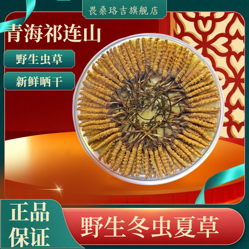 祁连山野生冬虫夏草正品头期晒干虫草送礼佳品配礼盒