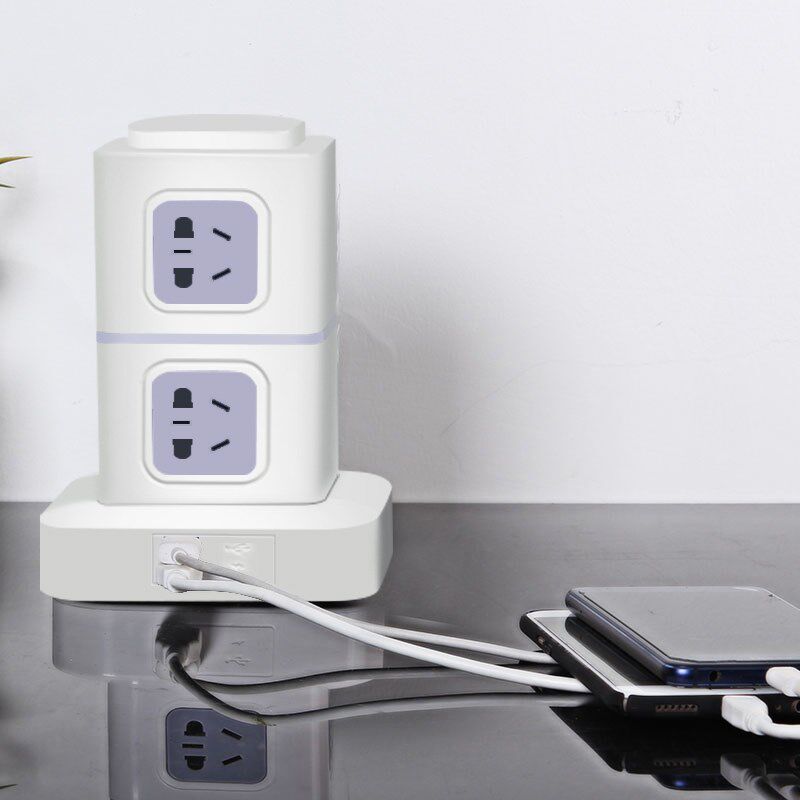 绿导多功能立式插座usb立体排插接线板智能创意塔型多层多孔面板
