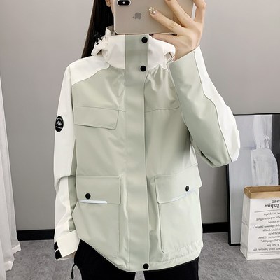冲锋衣外套女款防风防水2024春秋新款单层薄款可拆卸户外定制风衣