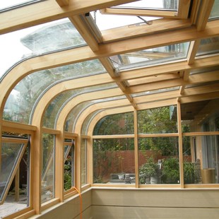 北京铝包木圆弧顶阳光房玻璃房断桥铝合金门窗休闲房天井封阳台