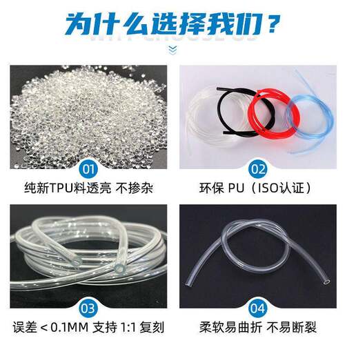 家透明耐酸17TPU透明管 空压机软塑管 透明料定管加工厂制