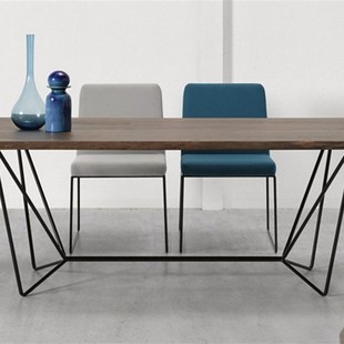 北欧实木餐厅桌椅原木复古铁艺餐桌会议桌书桌实木家具北欧咖啡桌