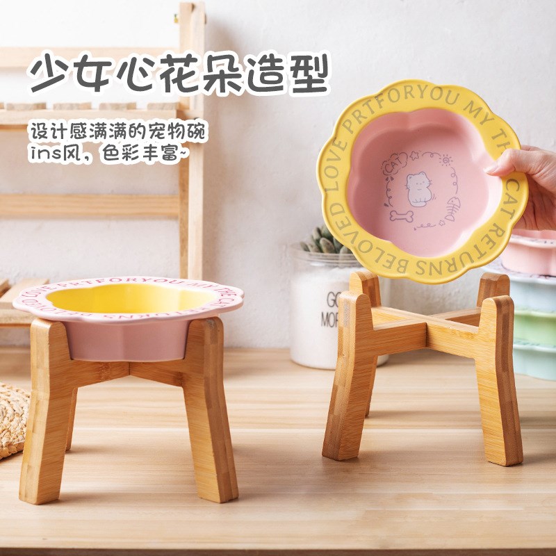 小狗狗碗约克夏马尔济斯狗碗陶瓷喂食饭盆小型幼犬防打翻狗盆