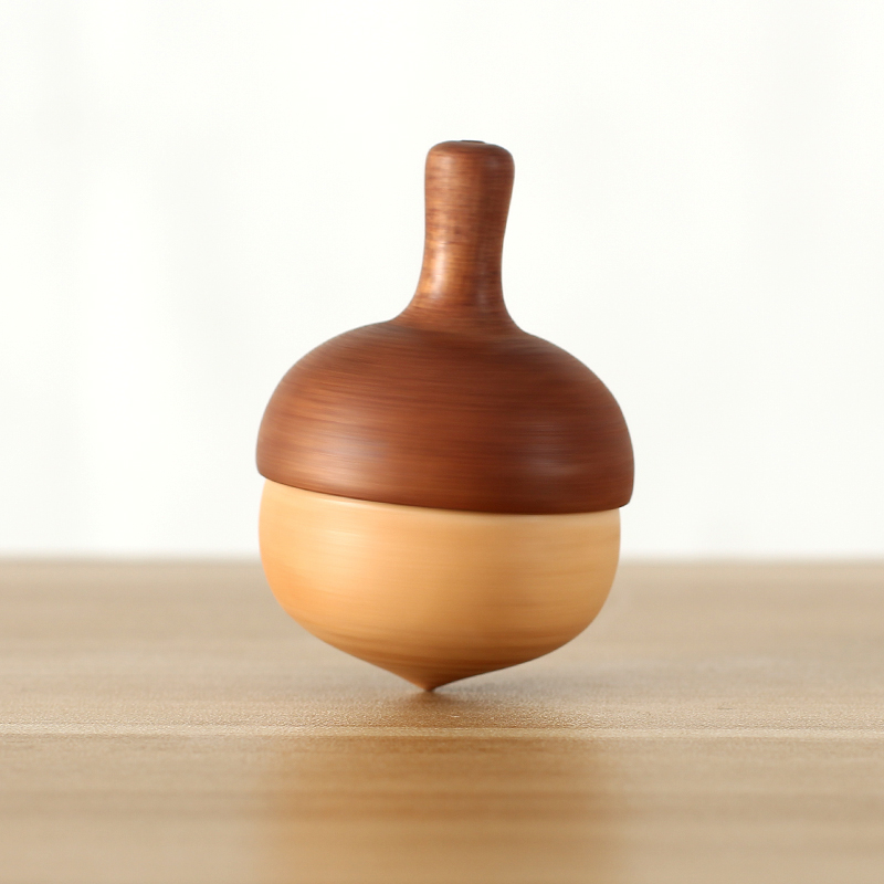 木艺爸爸 松子小陀螺手动旋转幼儿园儿童宝宝木质玩具小孩子木制