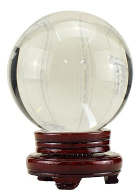 黄色水晶球摆件白紫红透明圆球乔迁新居家居客厅办公室店铺开业