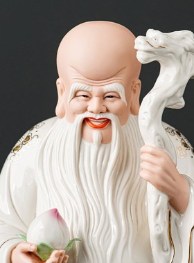 陶瓷福禄寿三星财神爷手工艺佛像家具装饰品客厅办公开业平安摆件