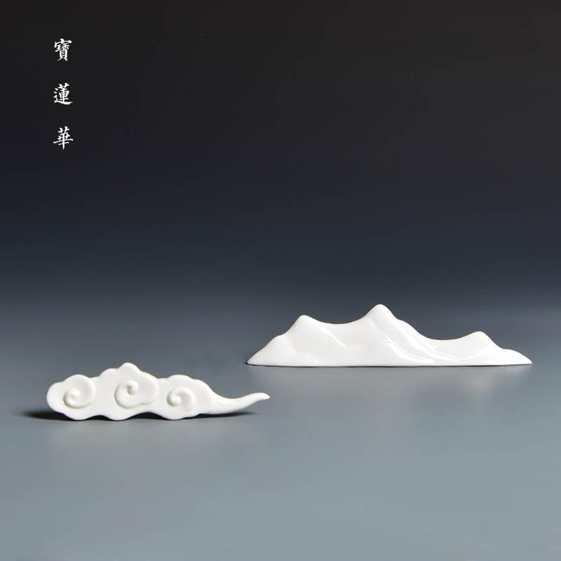 云栖山瓷搁架 茶搁架 茶针搁 手工陶瓷山峰茶具托笔架筷架摆件