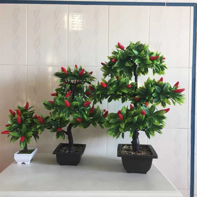 仿真辣椒假花塑料盆栽绿植室内客厅装饰摆件家居桌面小植物发财树
