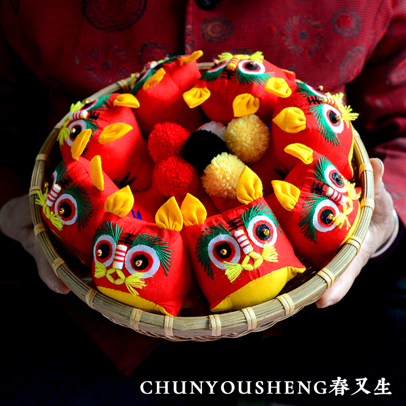 中朴纯手工布老虎布艺刺绣摆件小老虎中国风民间工艺品特色小礼物