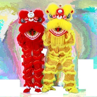 新款单人羊毛舞狮舞狮道具南狮醒狮服装道具舞狮子头单人表演狮头