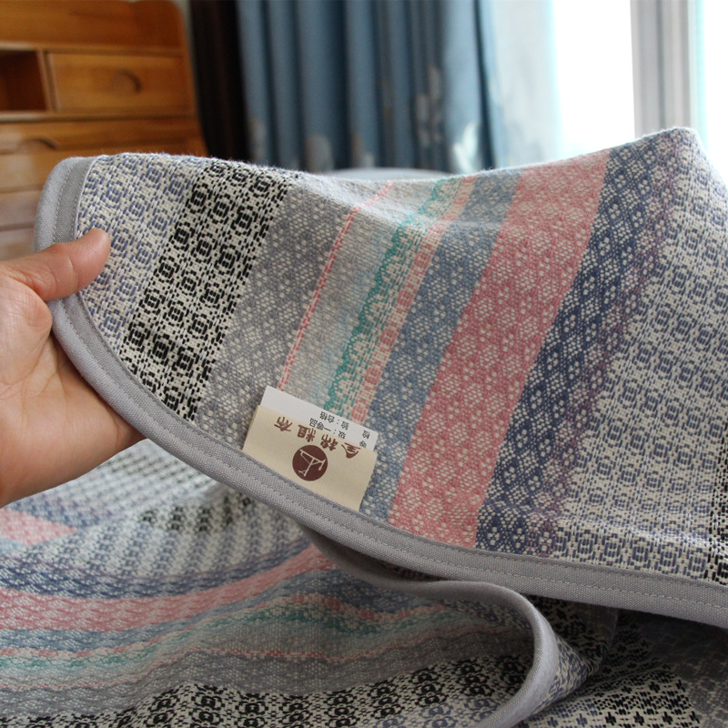 高端双面用提花老粗布凉席三件套加厚全棉床单1.51.8米床睡单