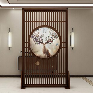 镂中客厅入户玄板格珊密度关隔断透明纱画屏风定制 现新格式