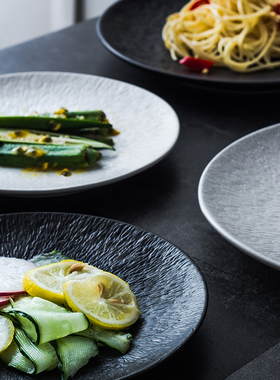 岩层纹 日式菜碟家用酒店陶瓷白色沙拉轻奢西餐盘牛排盘餐具盘子