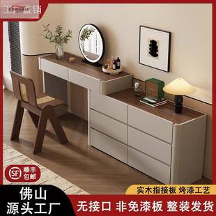 聪瑞尚轻奢意式全实木梳妆台烤漆简约现代可移动梳妆台卧室收纳柜