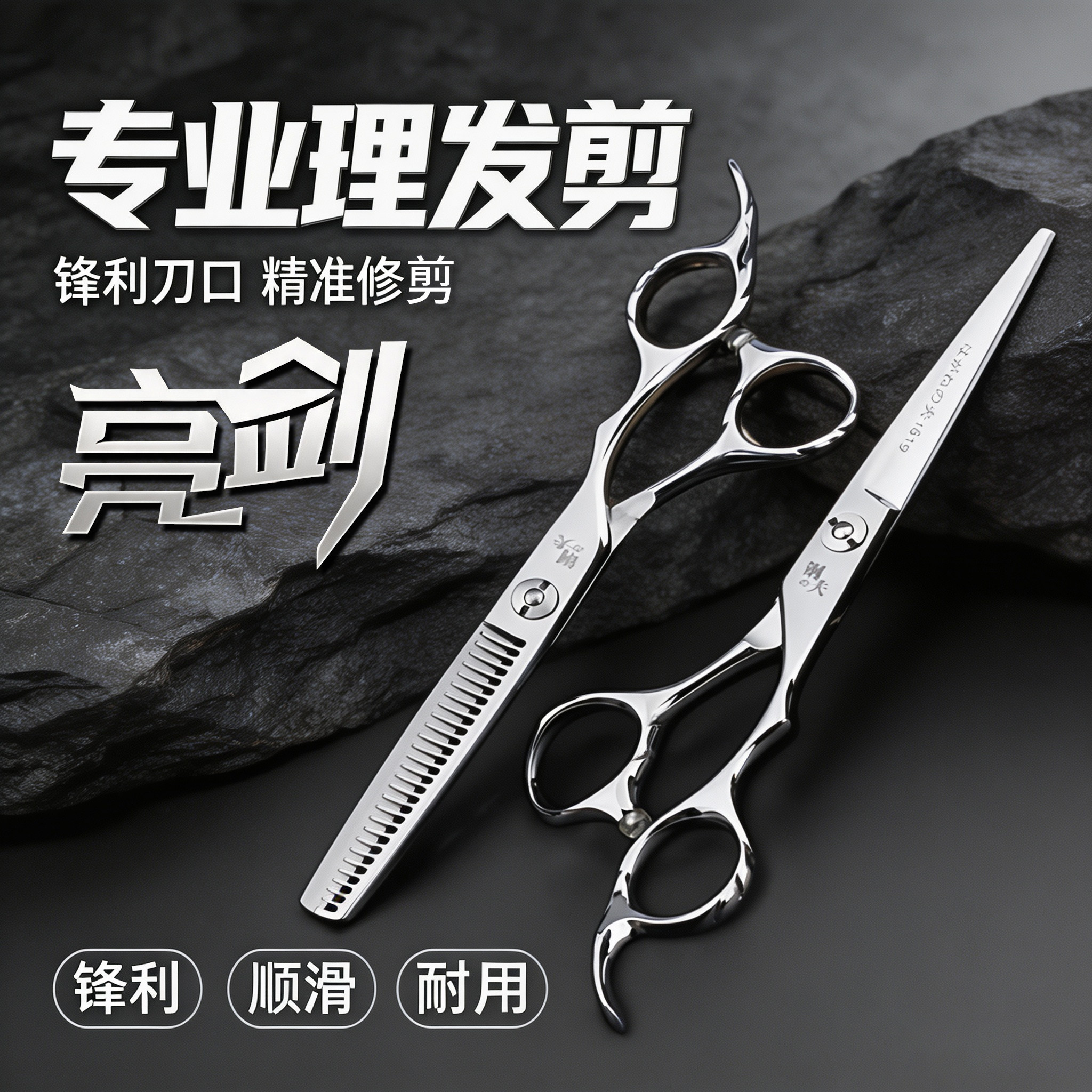 钢夫亮剑剪刀平剪无痕牙剪打薄剪理发套装专业发型师美发剪刀专用