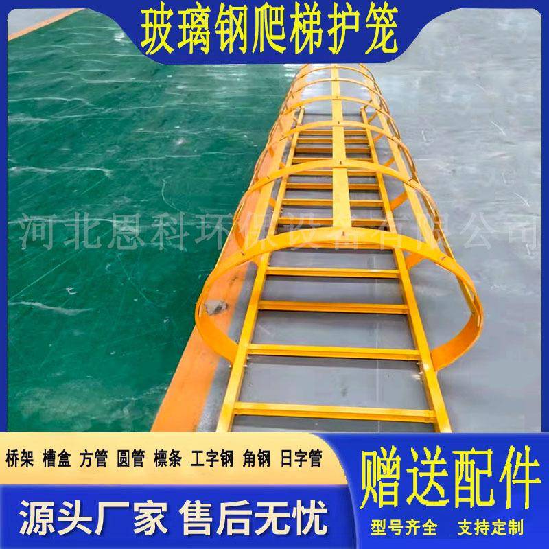 玻璃钢安全爬梯护笼外墙直梯围栏平台深井内爬梯基坑15J401国标