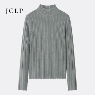 JCLP金纯良品 匠心100%羊绒烟管领宽坑条百搭打底羊绒衫26年新款